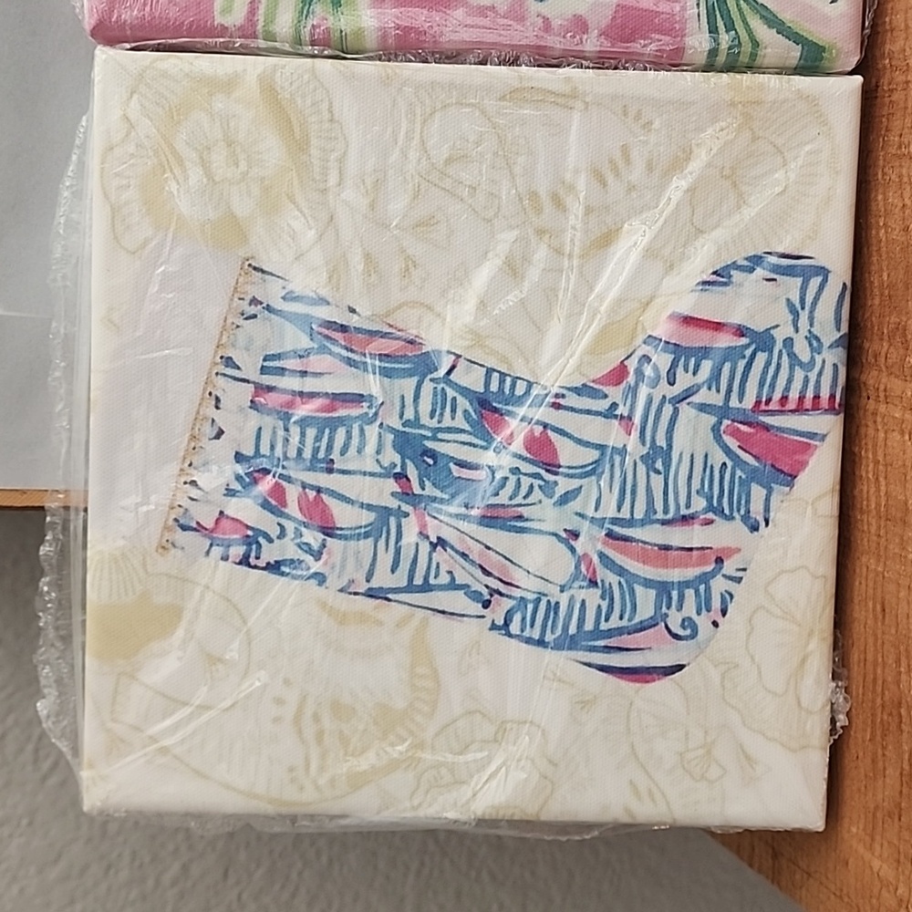 8x8 canvas wrapped Lilly Pulitzer sailboat stocking prints